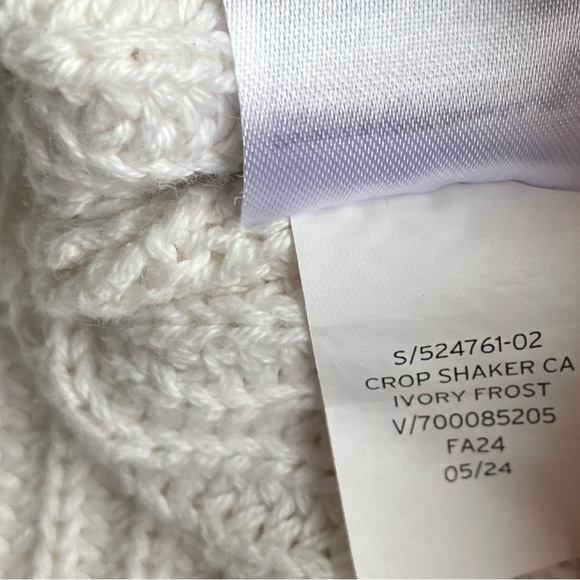 Gap Kids Shaker Stitch Cropped Cardigan Sweater Size 8 M Ivory Frost 100% Cotton - Picture 10 of 11